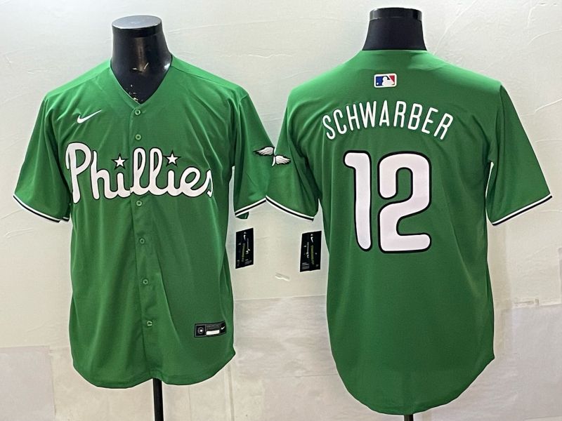 Men 2026 Philadelphia Phillies #12 Schwarber Green Game Nike MLB Jersey style 0014->philadelphia phillies->MLB Jersey